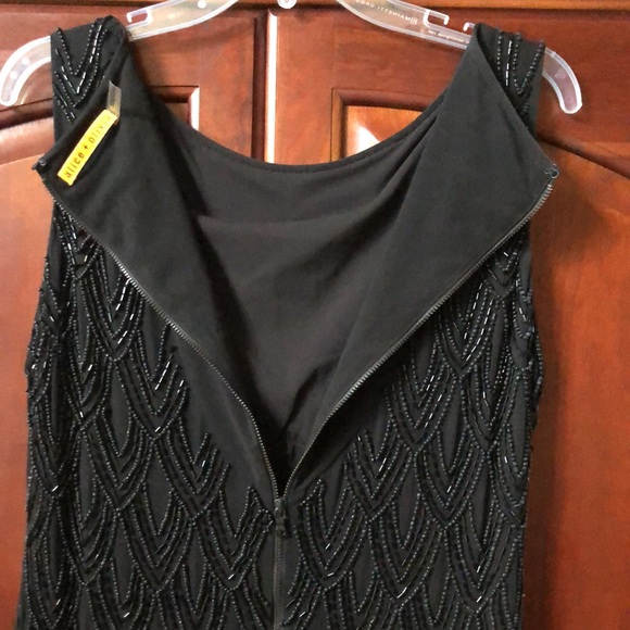 Alice + Olivia Augustine Dress. Size 8. Silk Black Beaded. - Picture 8 of 14